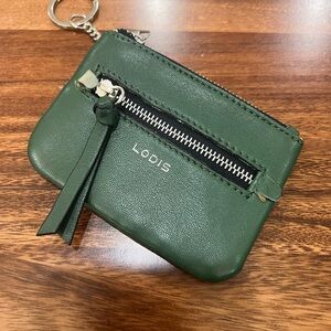 Lodis Green Leather Key & Card Holder with Key Ring